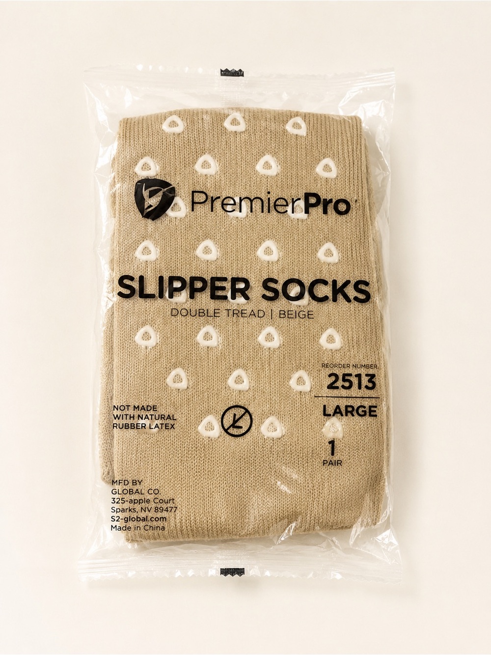 PremierPro Double Tread Non-Slip Slipper Socks Large – New